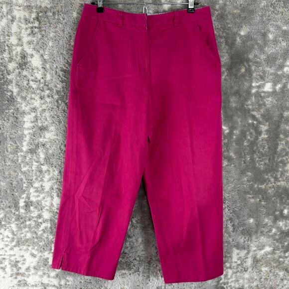 Larry Levine Size 8 Stretch Flat Front Ankle Chino Pants Pink Cotton Blend - Picture 1 of 11